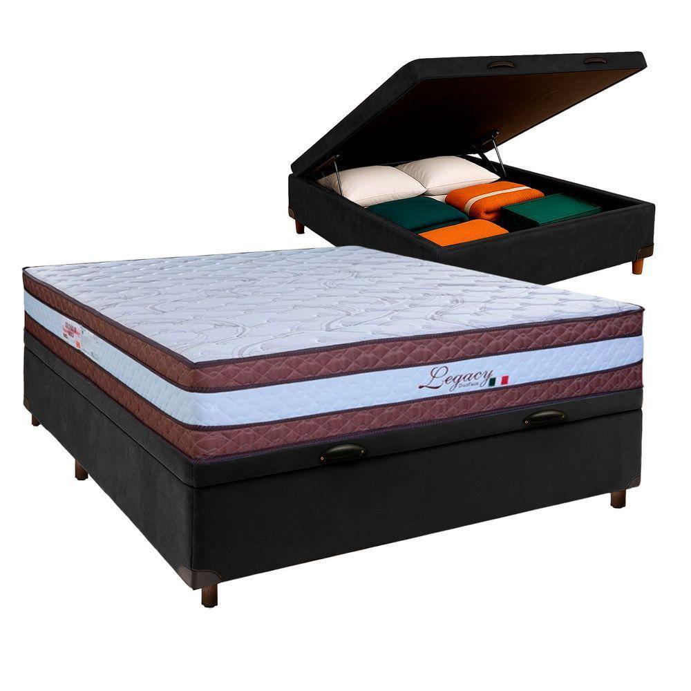 Conjunto Cama Box Bau Blindado Casal + Colchão Molas Ensacadas Legaccy Paropas - 1