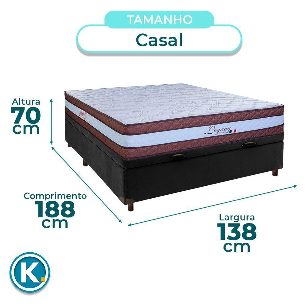 Conjunto Cama Box Bau Blindado Casal + Colchão Molas Ensacadas Legaccy Paropas - 3