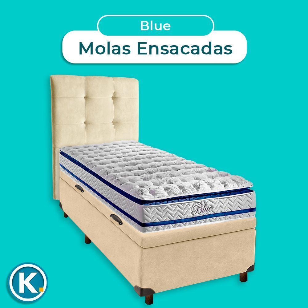 Conjunto Cama Box Bau Blindado Solteiro + Colchão Molas Ensacadas Blue Paropas + Cabeceira - 4