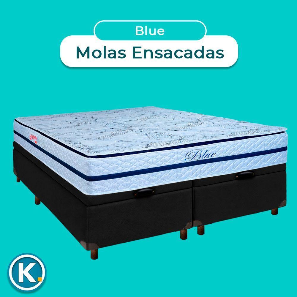 Conjunto Cama Box Bau Blindado Casal + Colchão Molas Ensacadas Blue Paropas - 4