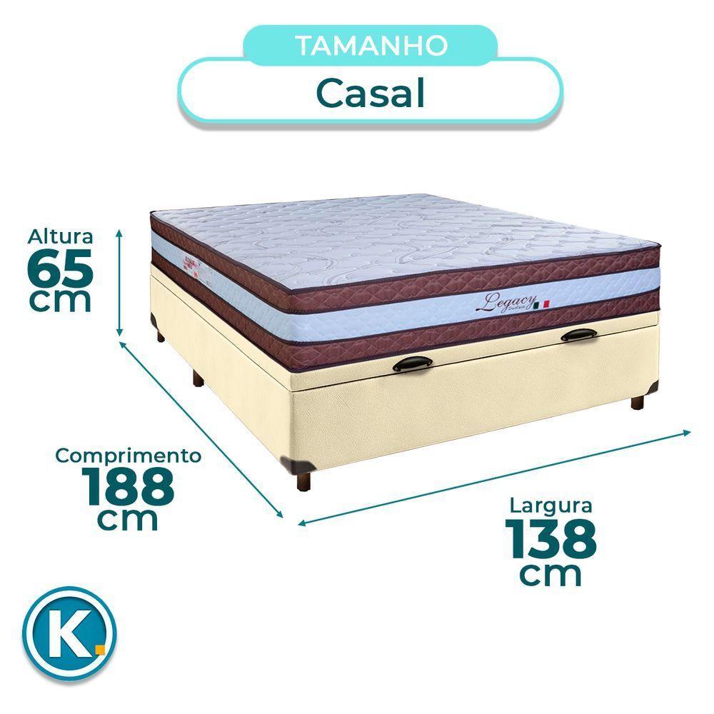 Conjunto Cama Box Bau Bege Casal + Colchão Molas Ensacadas Legaccy Paropas - 3