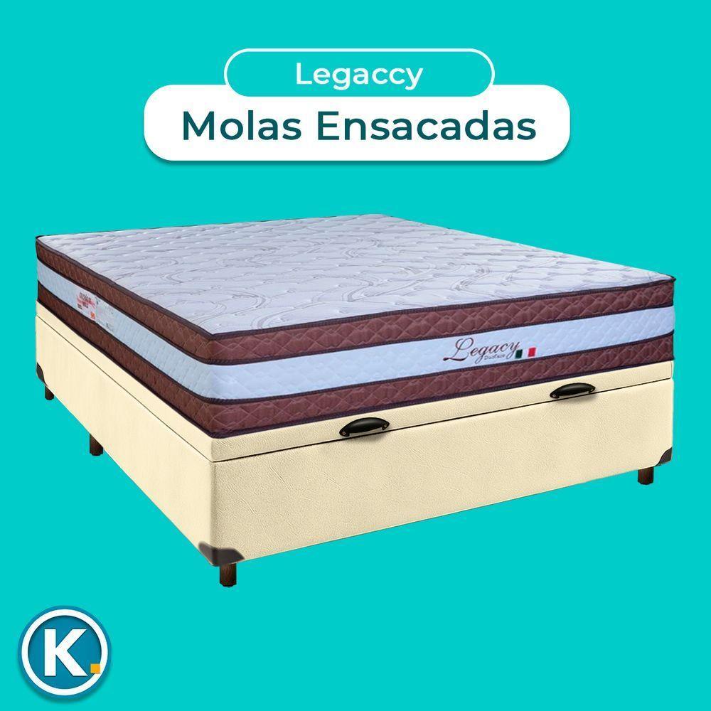 Conjunto Cama Box Bau Bege Casal + Colchão Molas Ensacadas Legaccy Paropas - 4