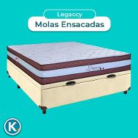Conjunto Cama Box Bau Bege Casal + Colchão Molas Ensacadas Legaccy Paropas