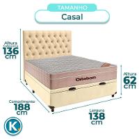 Conjunto Cama Box Bau Bege Casal + Colchão Molas Ensacadas Airtech Ortobom + Cabeceira - 3