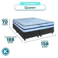 Cama Box Cinza Queen + Colchão Molas Ensacadas Blue Paropas - 3