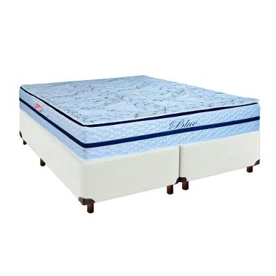 Cama Box Branco Queen + Colchão Molas Ensacadas Blue Paropas