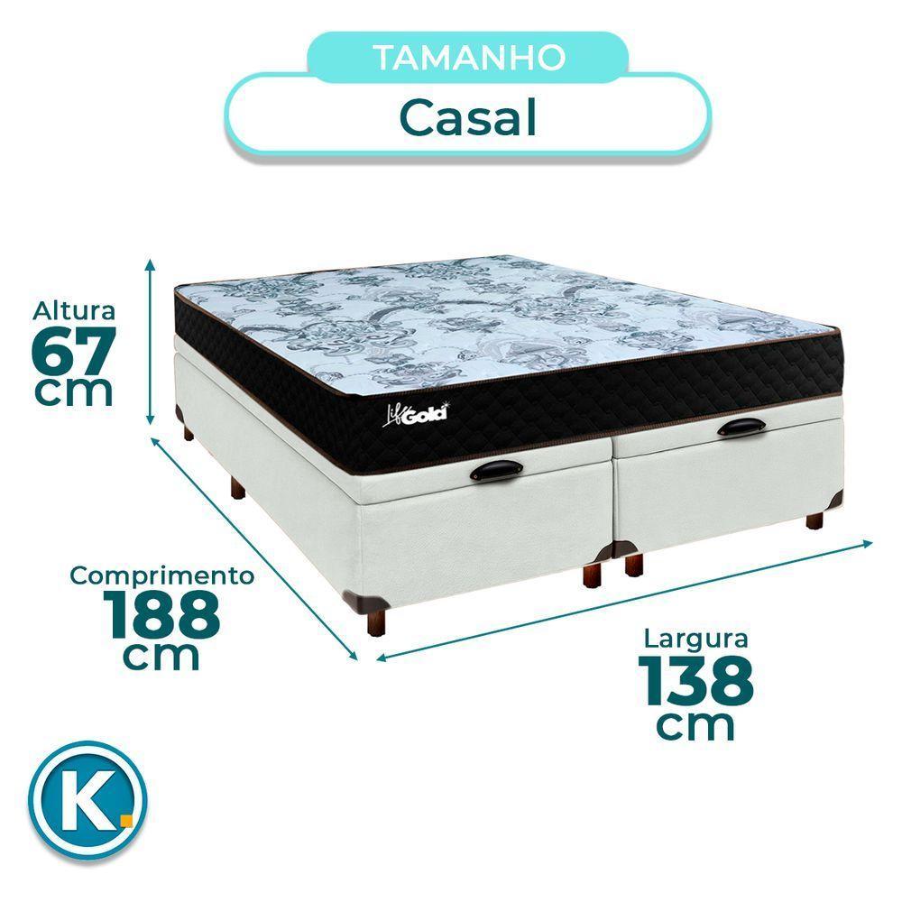 Cama + Bau Blindado E Colchão Molas Ensacadas Casal - Life Gold Paropas - 3