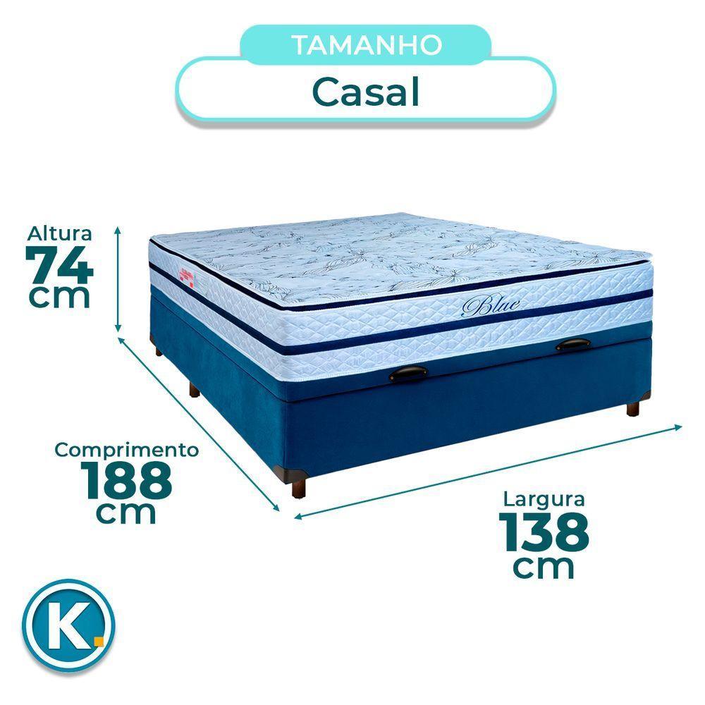 Cama Box Bau Blindado Casal + Colchão Molas Ensacadas Blue Paropas - 3