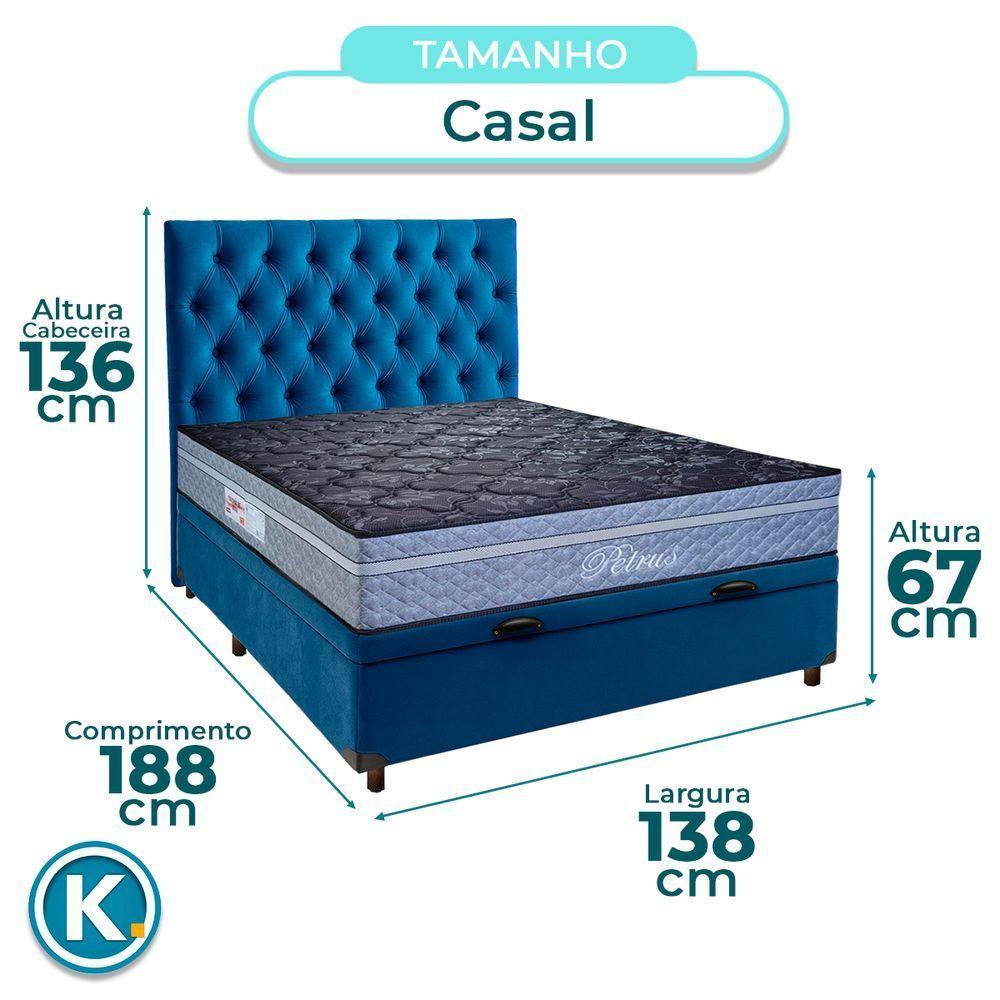 Cama Box Bau + Colchão Casal Molas Ensacadas Petrus Paropas + Cabeceira Estofada - 3