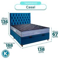 Cama Box Bau + Colchão Casal Molas Ensacadas Petrus Paropas + Cabeceira Estofada - 3