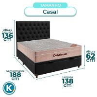 Cama Box Bau + Colchão Casal Ortobom Molas Ensacadas Airtech + Cabeceira Estofada - 3
