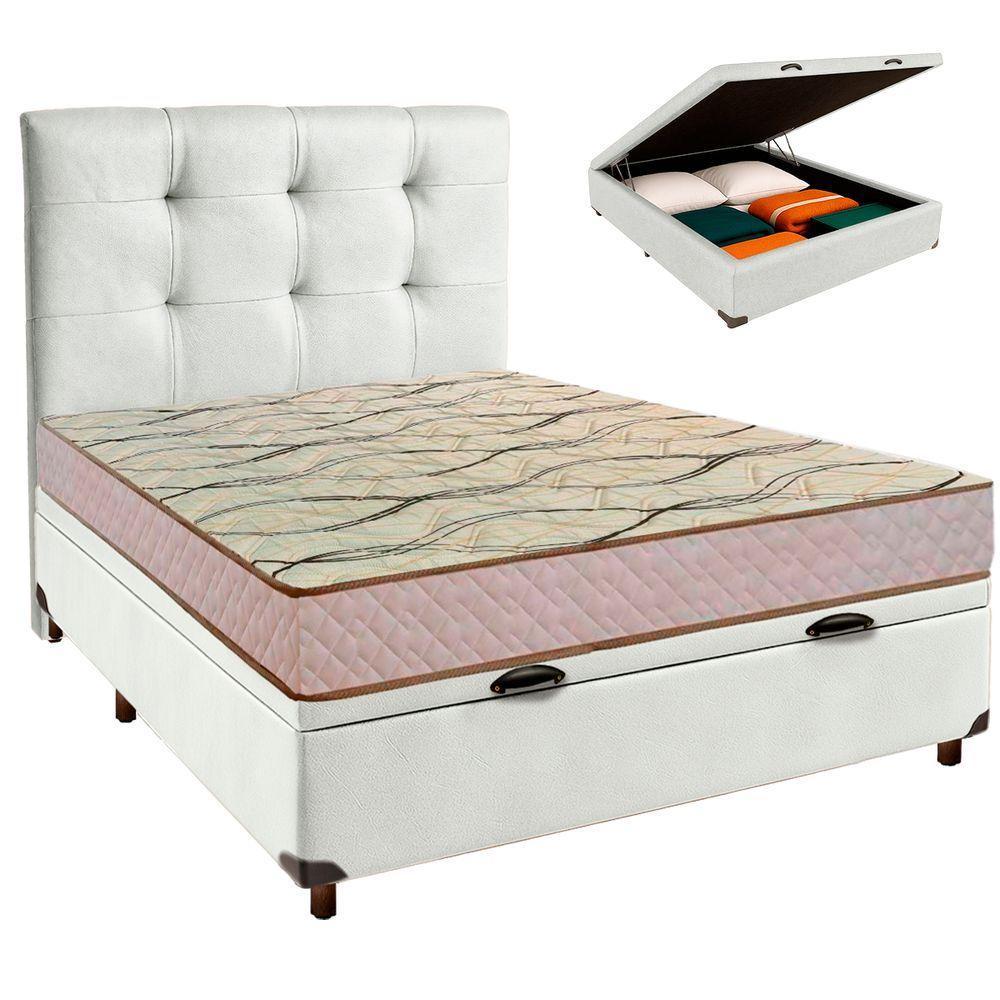 Cama Box Bau + Colchão Casal D33 Maxsono Paropas + Cabeceira Estofada - 1