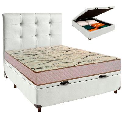 Cama Box Bau + Colchão Casal D33 Maxsono Paropas + Cabeceira Estofada