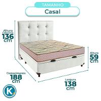 Cama Box Bau + Colchão Casal D33 Maxsono Paropas + Cabeceira Estofada - 3