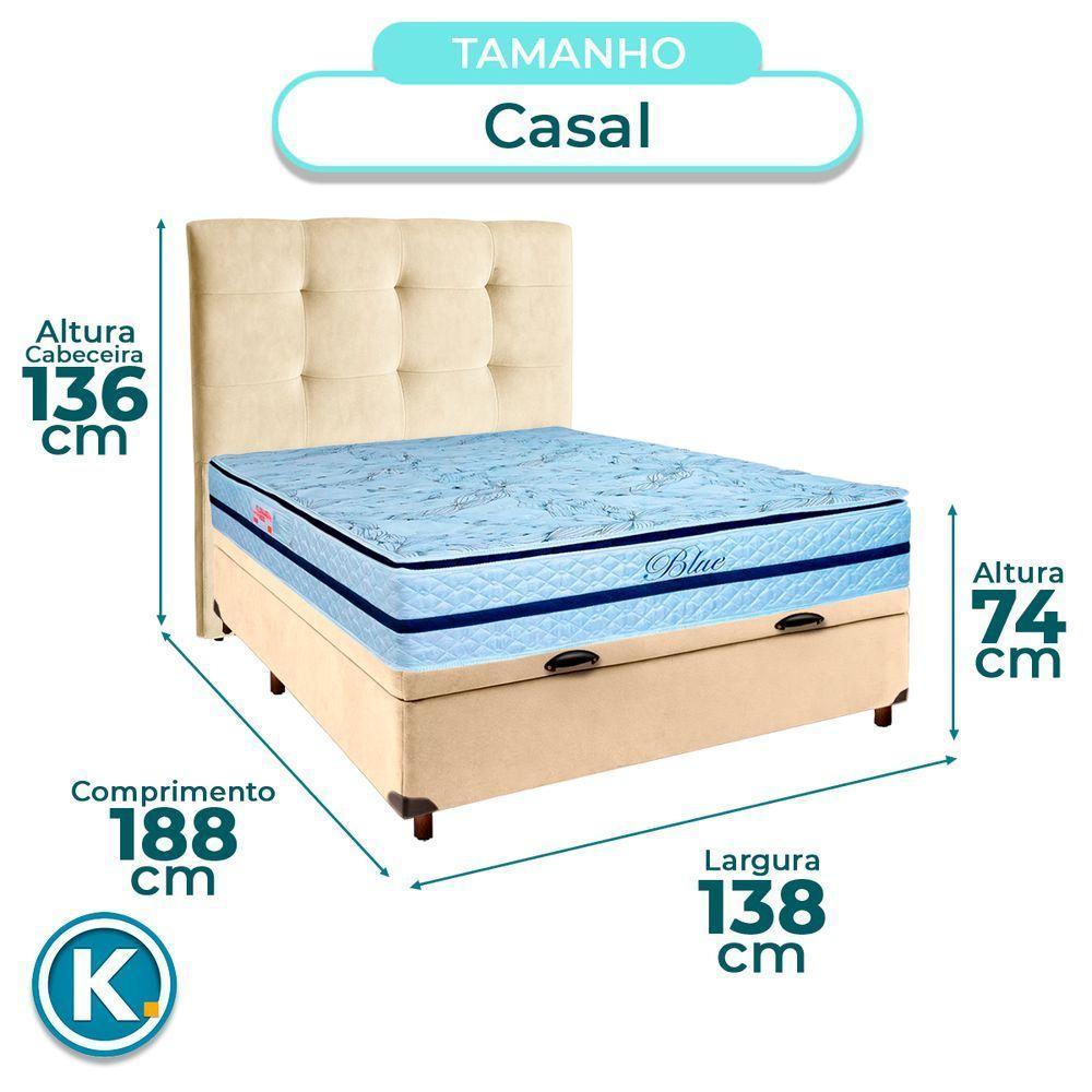 Cama + Bau Blindado E Colchão Molas Ensacadas Casal - Blue Paropas + Cabeceira - 3