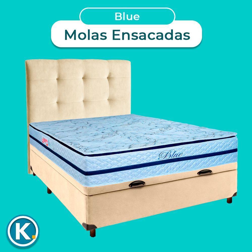 Cama + Bau Blindado E Colchão Molas Ensacadas Casal - Blue Paropas + Cabeceira - 4