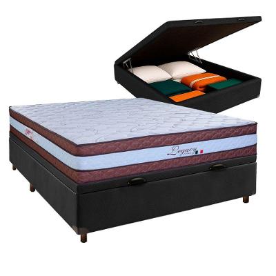 Cama + Bau Blindado E Colchão Molas Ensacadas Casal - Legaccy Paropas
