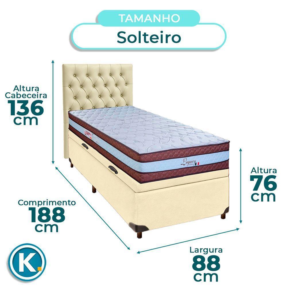 Kit Cama Box Bau + Cabeceira + Colchão Solteiro Molas Ensacadas - Legaccy - Paropas - 3