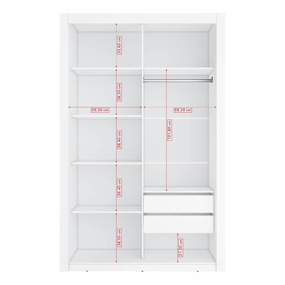 Closet Solteiro 2 Gavetas Branco Notável Móveis Branco - 7