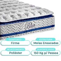 Conjunto Cama Box Bau Blindado Solteiro + Colchão Molas Ensacadas Blue Paropas + Cabeceira - 2