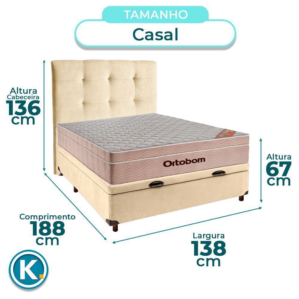 Conjunto Cama Box Bau Blindado Casal + Colchão Molas Ensacadas Airtech Ortobom + Cabeceira - 3