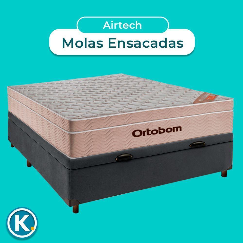 Cama Box Bau Blindado Casal + Colchão Molas Ensacadas Airtech Ortobom - 4