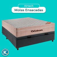 Cama Box Bau Blindado Casal + Colchão Molas Ensacadas Airtech Ortobom