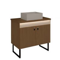 Gabinete Para Banheiro Tech Led 2p 80cm Com Pé Branco - 1