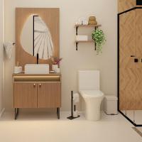 Gabinete Para Banheiro Tech Led 2p 80cm Com Pé Branco - 2