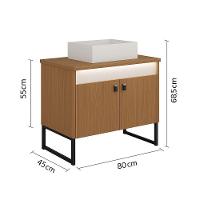 Gabinete Para Banheiro Tech Led 2p 80cm Com Pé Branco - 3