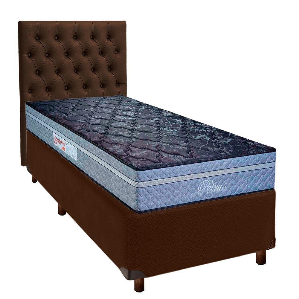 Cama Box + Colchão Solteiro Molas Ensacadas Petrus Paropas + Cabeceira Estofada - 1