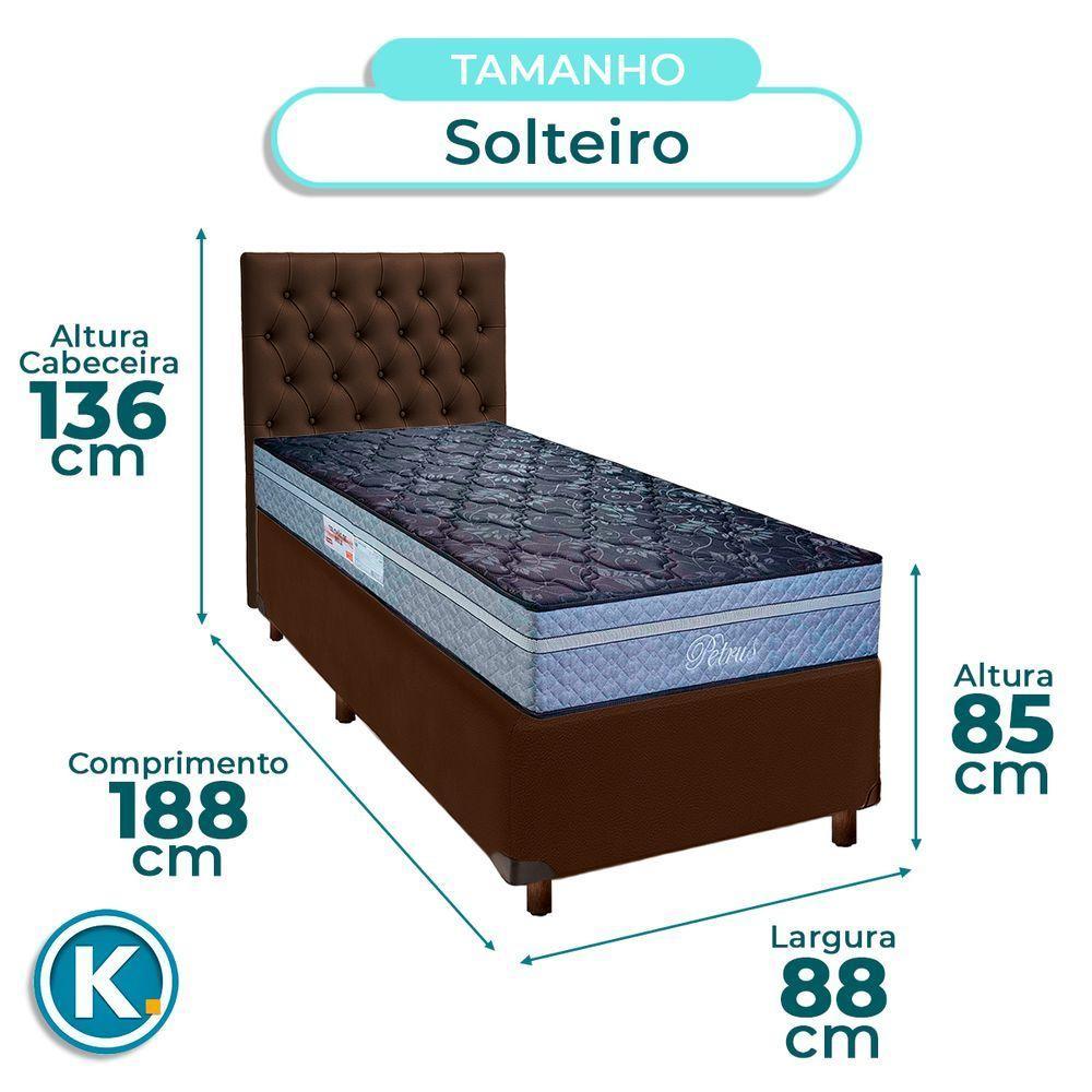 Cama Box + Colchão Solteiro Molas Ensacadas Petrus Paropas + Cabeceira Estofada - 3