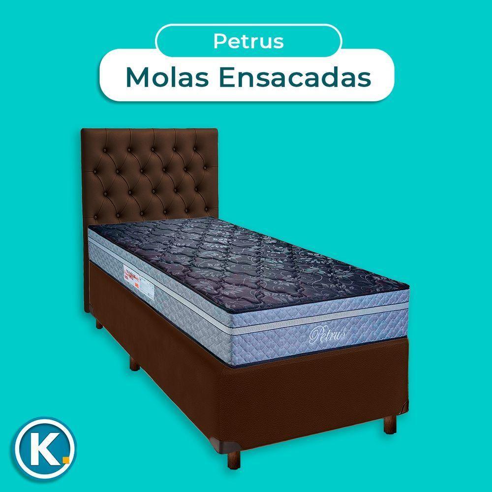 Cama Box + Colchão Solteiro Molas Ensacadas Petrus Paropas + Cabeceira Estofada - 4