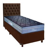 Cama Box + Colchão Solteiro Molas Ensacadas Petrus Paropas + Cabeceira Estofada - 1