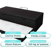 Bicama Com Baú Solteiro Viena Nature Preto 88x188 - 2