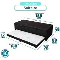 Bicama Com Baú Solteiro Viena Nature Preto 88x188