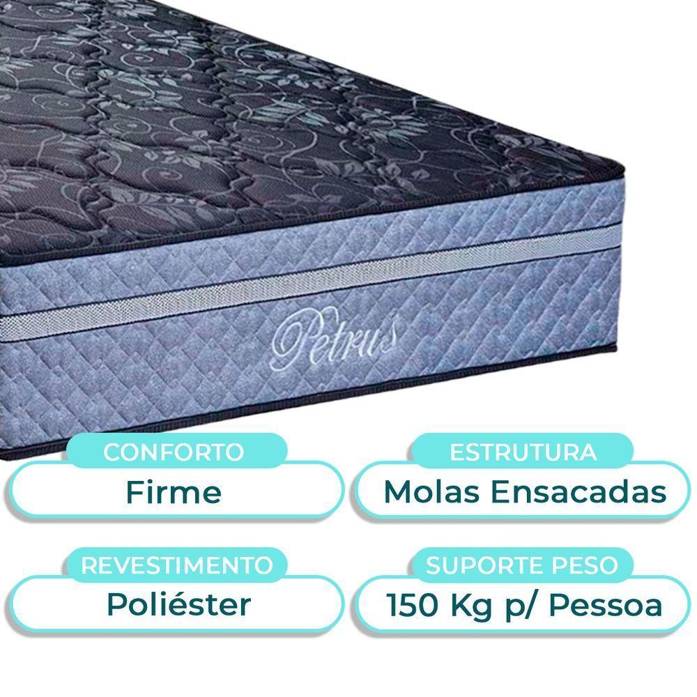 Cama Box + Colchão Solteiro Molas Ensacadas Petrus Paropas - 3