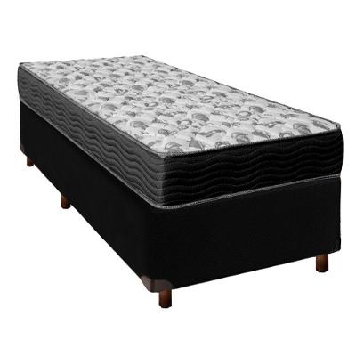 Cama + Box Preto E Colchão D33 Solteiro - Iso100 Ortobom