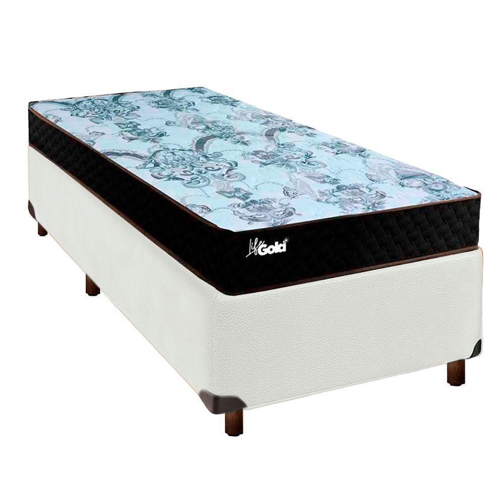 Cama Box Branco Solteiro + Colchão Molas Ensacadas Life Gold Paropas - 1