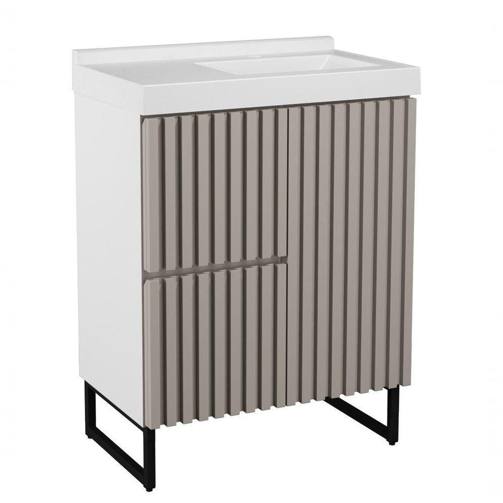 Gabinete Para Banheiro Com Pé Ferrara 80 Cm Branco/santiago - 1
