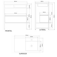 Gabinete Banheiro Ferro Iron Black Com Gaveteiro 80x45cm Preto Fosco - 3