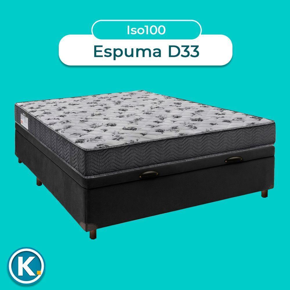 Cama Box Bau Preto Casal + Colchão D33 Iso100 Ortobom - 4