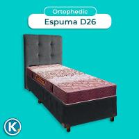 Conjunto Cama Box Cinza Solteiro + Colchão D26 Ortophedic Sankonfort + Cabeceira