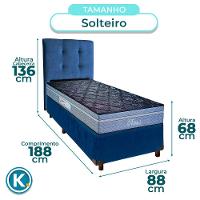 Cama + Box Azul E Colchão Molas Ensacadas Solteiro - Petrus Paropas + Cabeceira - 2