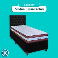 Kit Cabeceira + Cama Box + Colchão Solteiro Molas Ensacadas Legaccy Paropas