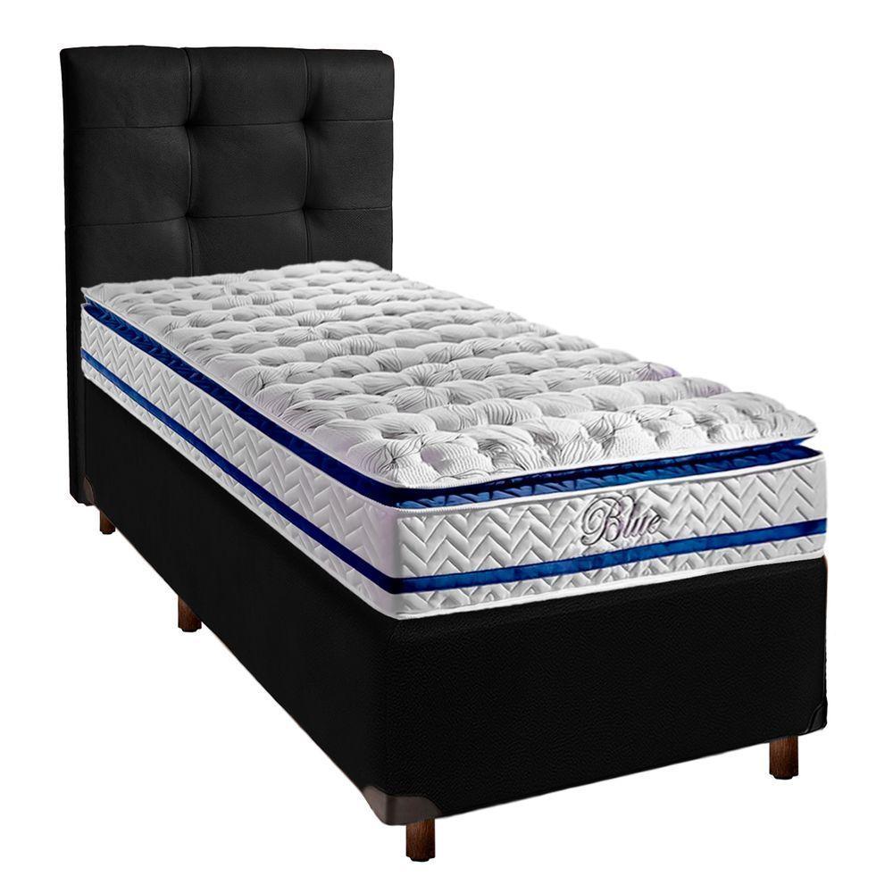 Kit Cabeceira + Cama Box + Colchão Solteiro Molas Ensacadas Blue Paropas - 1