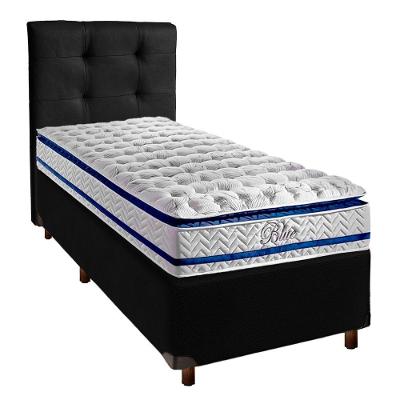 Kit Cabeceira + Cama Box + Colchão Solteiro Molas Ensacadas Blue Paropas
