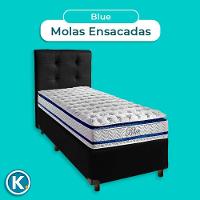 Kit Cabeceira + Cama Box + Colchão Solteiro Molas Ensacadas Blue Paropas