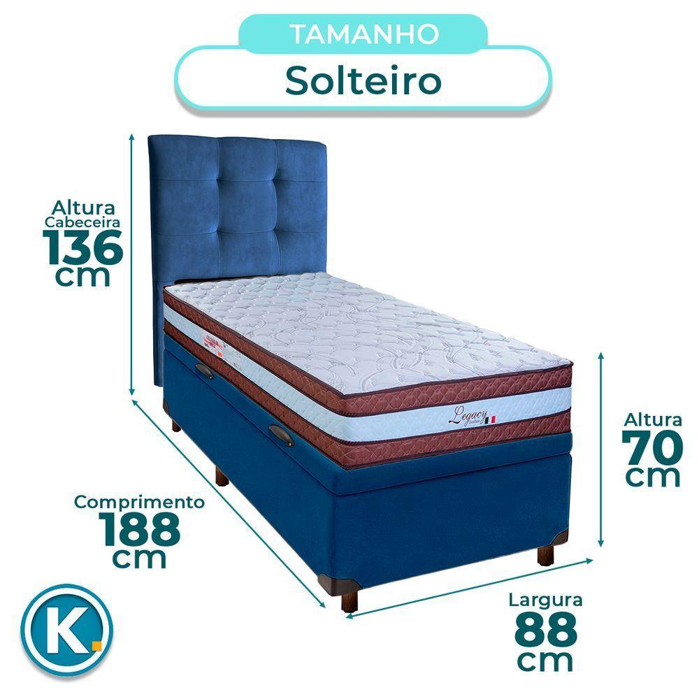 Kit Cama Box Bau + Cabeceira + Colchão Solteiro Molas Ensacadas - Legaccy - Paropas - 3
