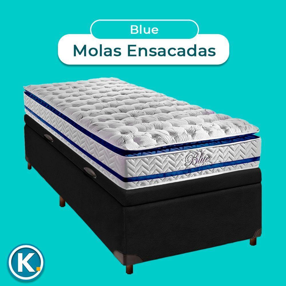 Conjunto Cama Box Bau Blindado Solteiro + Colchão Molas Ensacadas Blue Paropas - 4